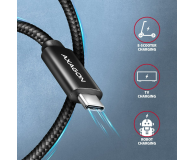 AXAGON BUCM2-CM25AB Kabel USB-C - USB-C, 2.5m 5A charging, ALU, 240W PD, oplot, USB2.0, czarny - 1485419 - zdjęcie 3